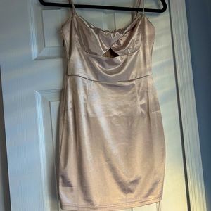Boutique Satin Cream Mini Dress